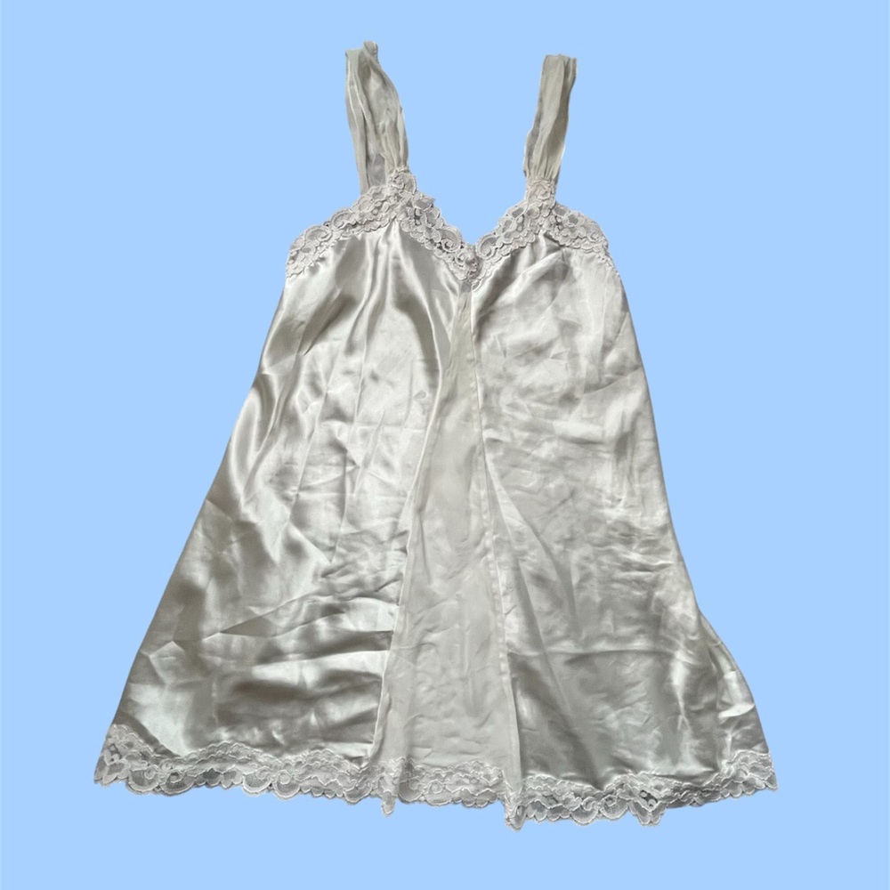 Vintage White Lace Sheer Panel Babydoll